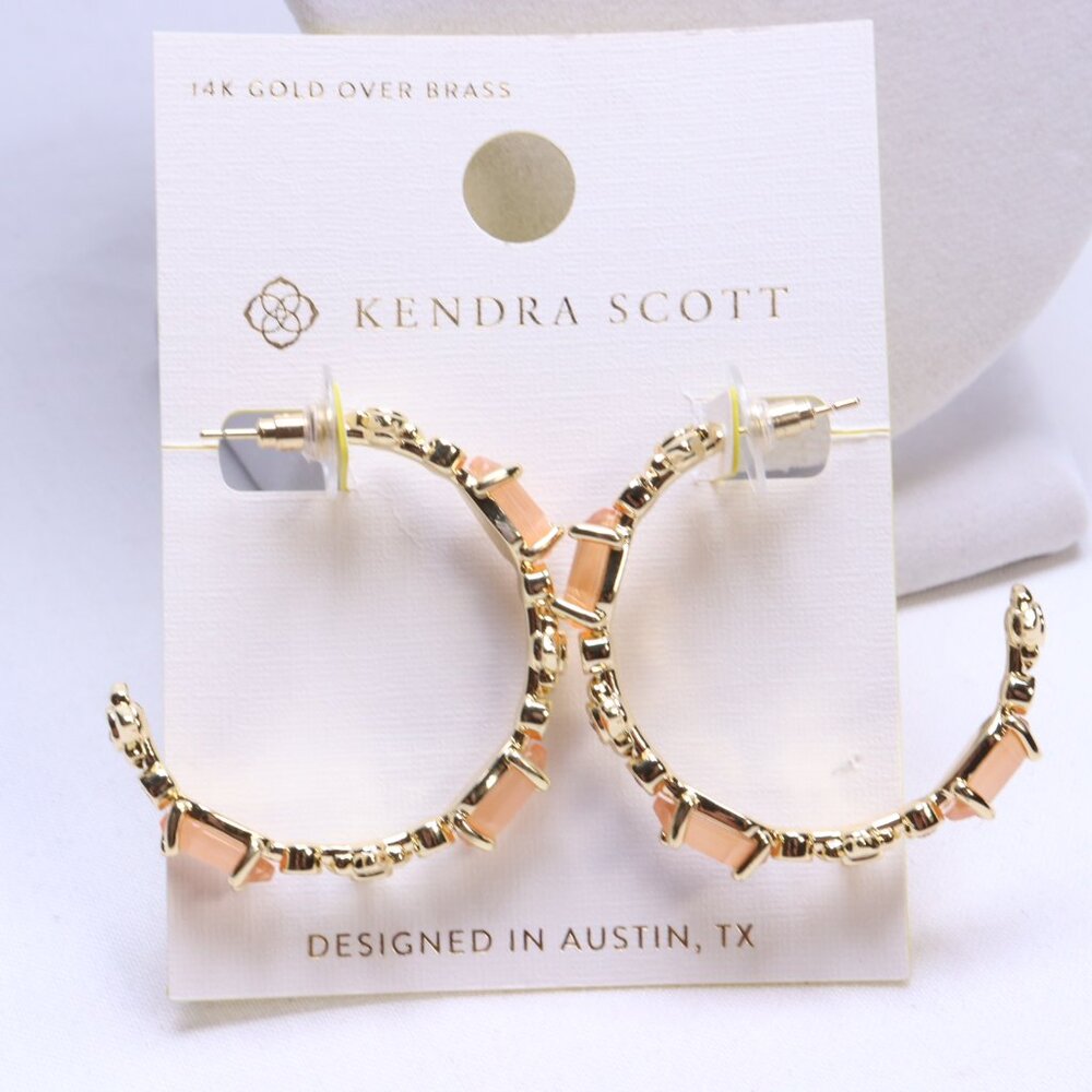 Kendra Scott June Mix 14K Gold Over Brass Statement Hoop Earrings - Coral Orange